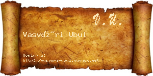 Vasvári Ubul névjegykártya